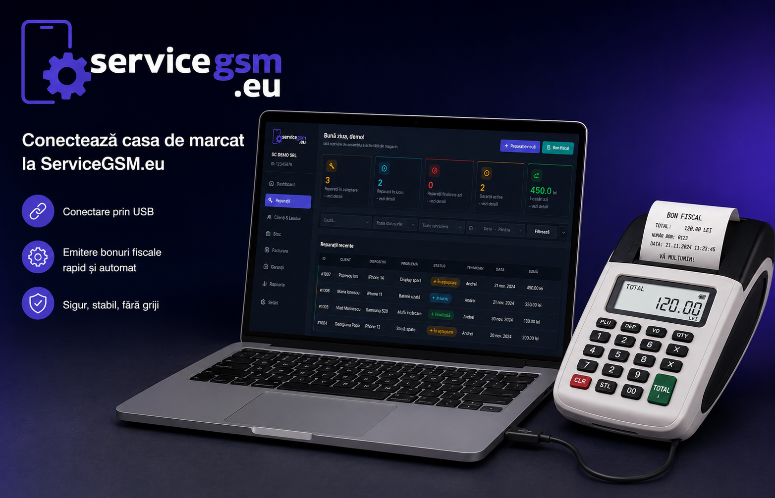 Cum conectezi casa de marcat la ServiceGSM.eu — ghid pas cu pas