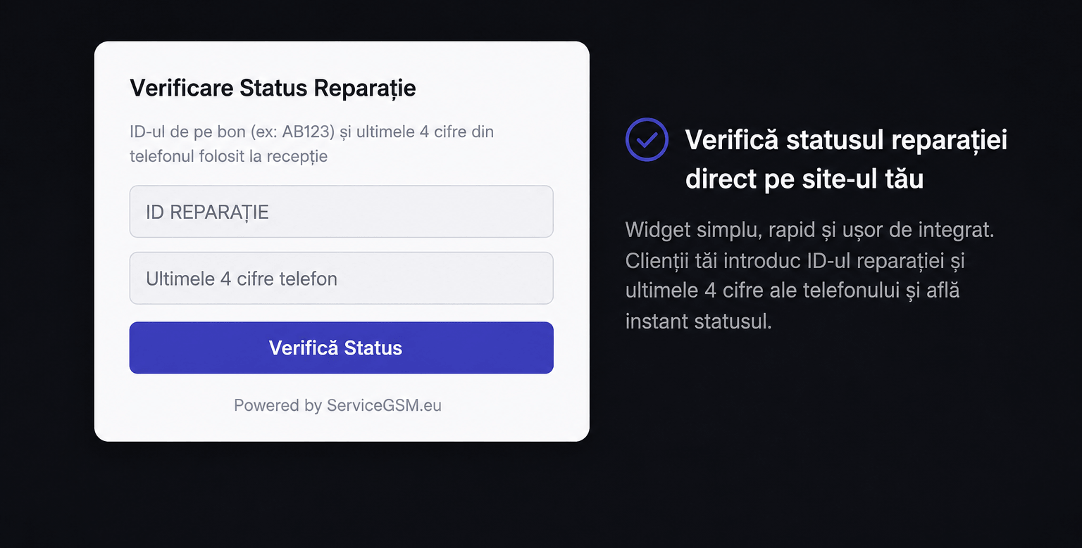 Widget de verificare status reparație — acum direct pe site-ul vostru
